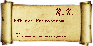 Mérai Krizosztom névjegykártya